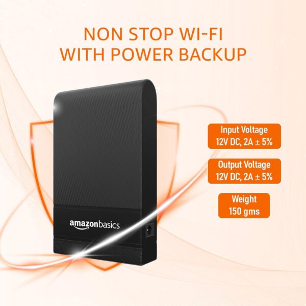 Amazon Basics UPS for WiFi Router/Modem/Set top Box Devices. Supports 12V-2A Routers. Backup Upto 3 Hours, Current Surge & Deep Discharge Protection (Black) - Image 4